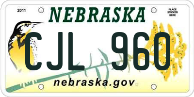 NE license plate CJL960