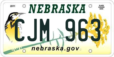 NE license plate CJM963