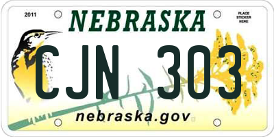 NE license plate CJN303