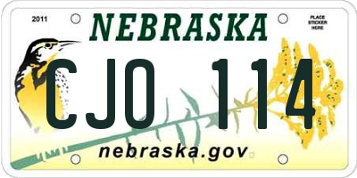 NE license plate CJO114