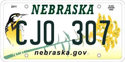 NE license plate CJO307