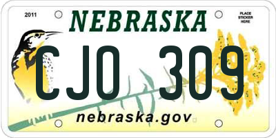 NE license plate CJO309