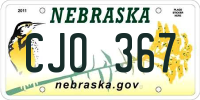 NE license plate CJO367