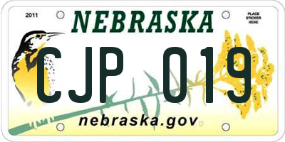NE license plate CJP019