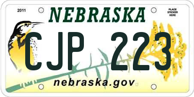 NE license plate CJP223