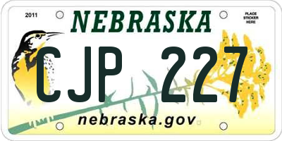 NE license plate CJP227