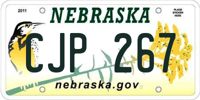 NE license plate CJP267