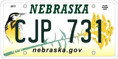 NE license plate CJP731