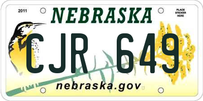 NE license plate CJR649