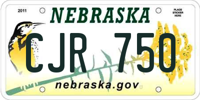 NE license plate CJR750