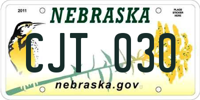 NE license plate CJT030