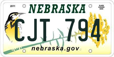 NE license plate CJT794