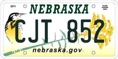 NE license plate CJT852