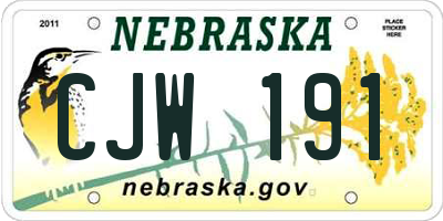 NE license plate CJW191