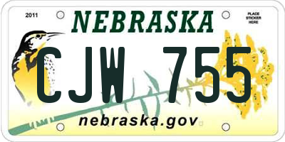 NE license plate CJW755
