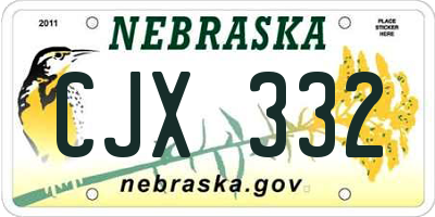 NE license plate CJX332