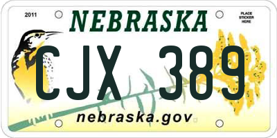 NE license plate CJX389