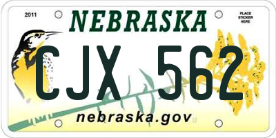 NE license plate CJX562