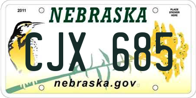 NE license plate CJX685