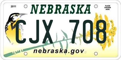 NE license plate CJX708