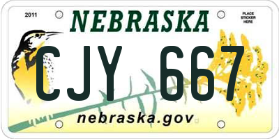 NE license plate CJY667