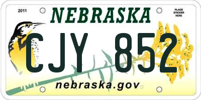 NE license plate CJY852