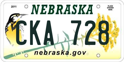 NE license plate CKA728