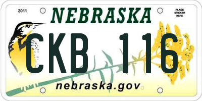 NE license plate CKB116