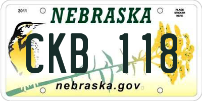 NE license plate CKB118