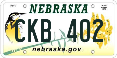NE license plate CKB402