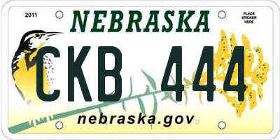 NE license plate CKB444