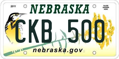 NE license plate CKB500