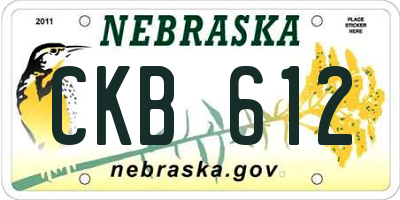 NE license plate CKB612