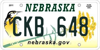 NE license plate CKB648