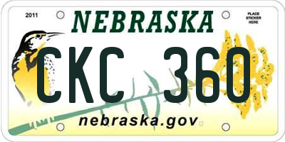 NE license plate CKC360