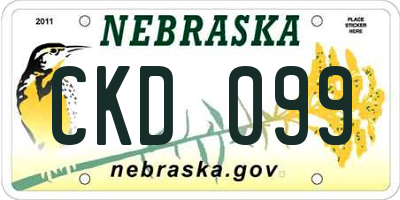 NE license plate CKD099