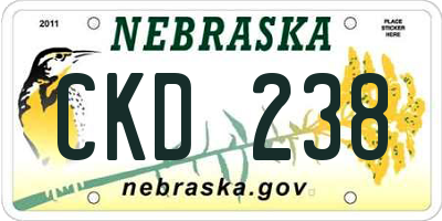 NE license plate CKD238