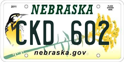 NE license plate CKD602