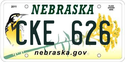 NE license plate CKE626