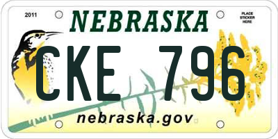 NE license plate CKE796