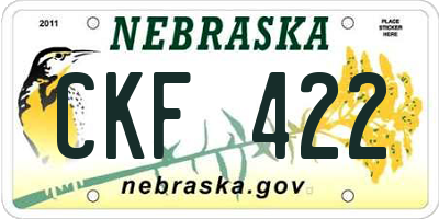 NE license plate CKF422