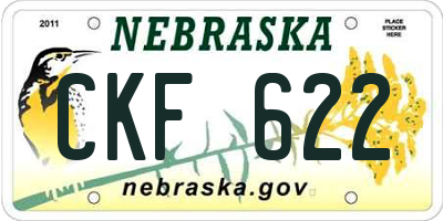 NE license plate CKF622