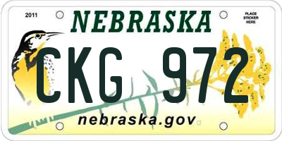 NE license plate CKG972