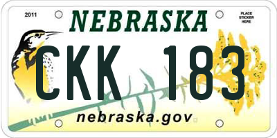 NE license plate CKK183