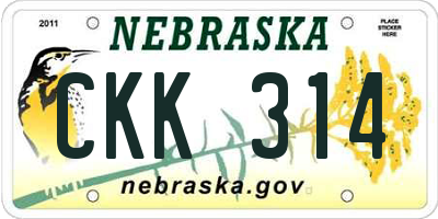 NE license plate CKK314