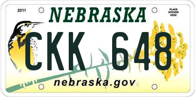 NE license plate CKK648