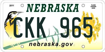 NE license plate CKK965