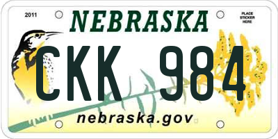 NE license plate CKK984