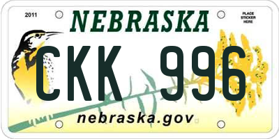 NE license plate CKK996
