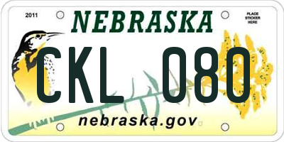 NE license plate CKL080
